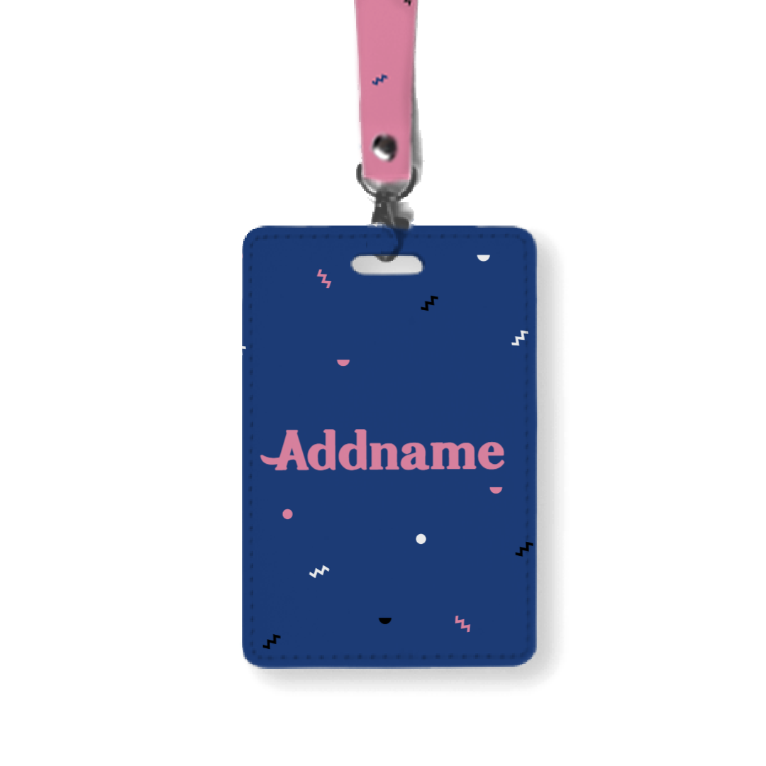 Gypsy Sprinkles Series Navy Pink A - Lanyard and Cardholder
