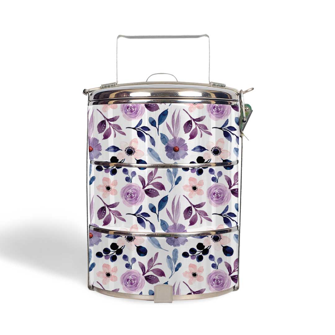 Laura Series - Violet 3 Tier Tiffin Carrier (No Name)