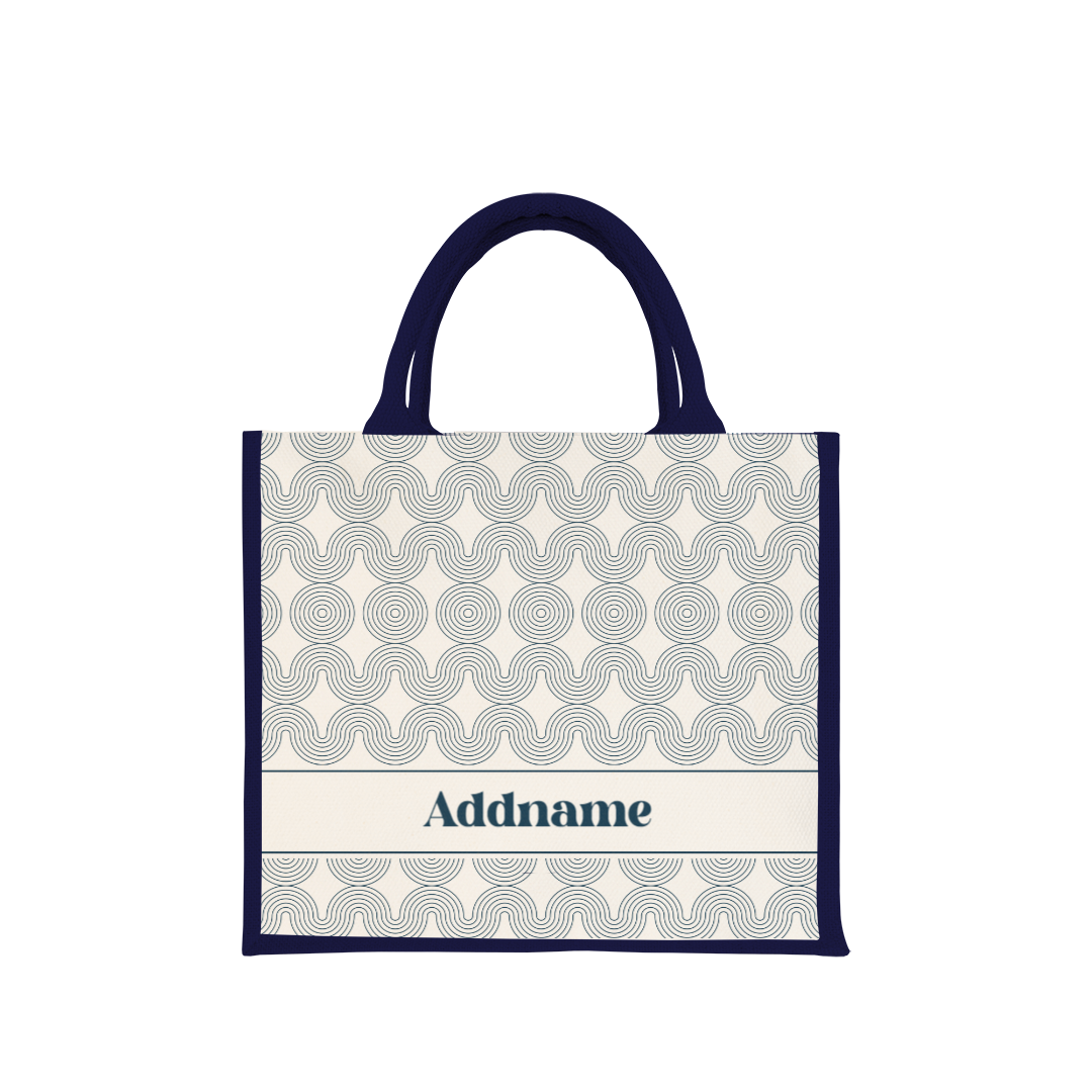 Moire Series - Navy Blue Jute Bag