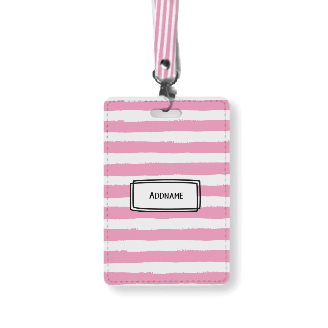 Chalk Stripe Pink - Lanyard and Cardholder