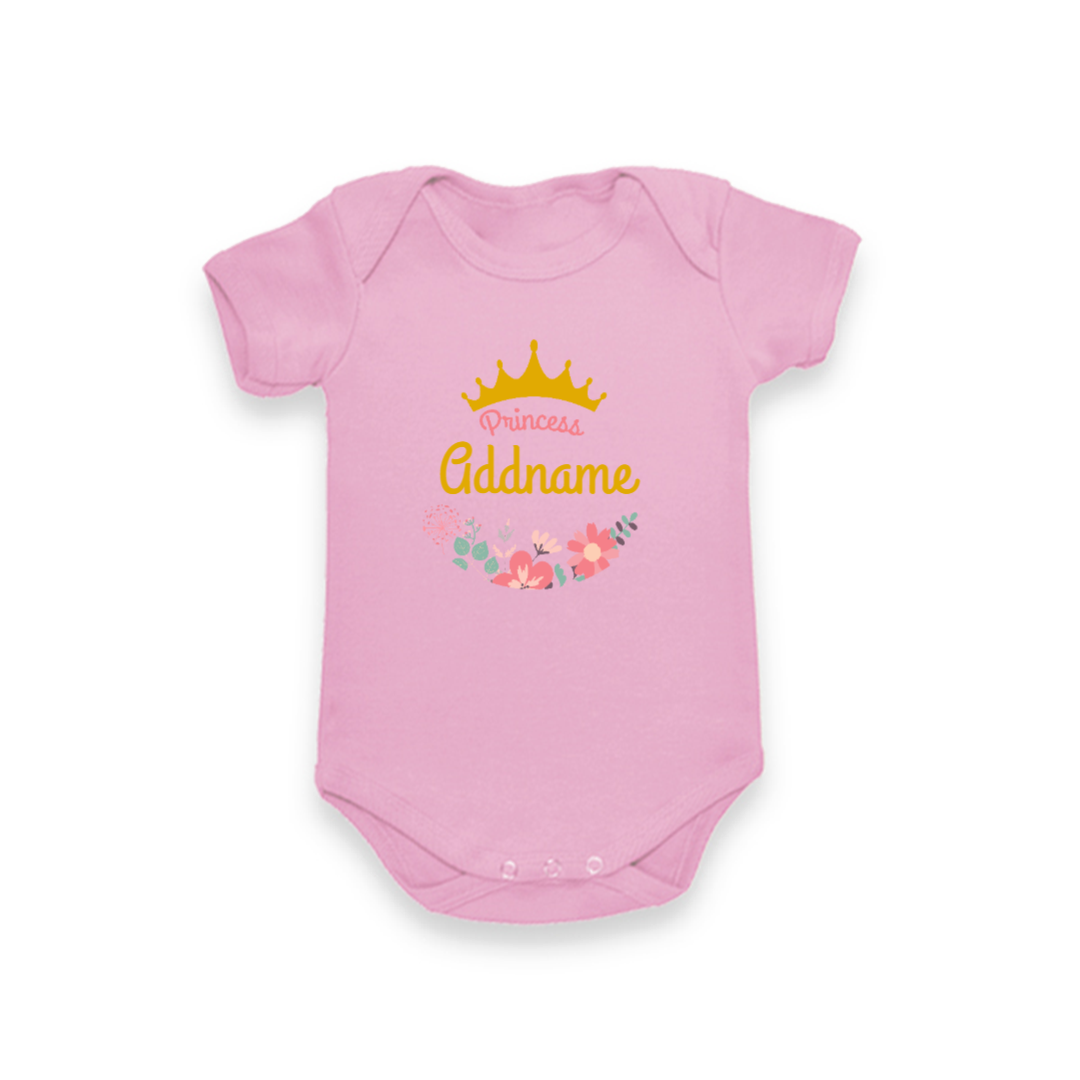 Princess Addname with Tiara and Flowers - Baby Romper