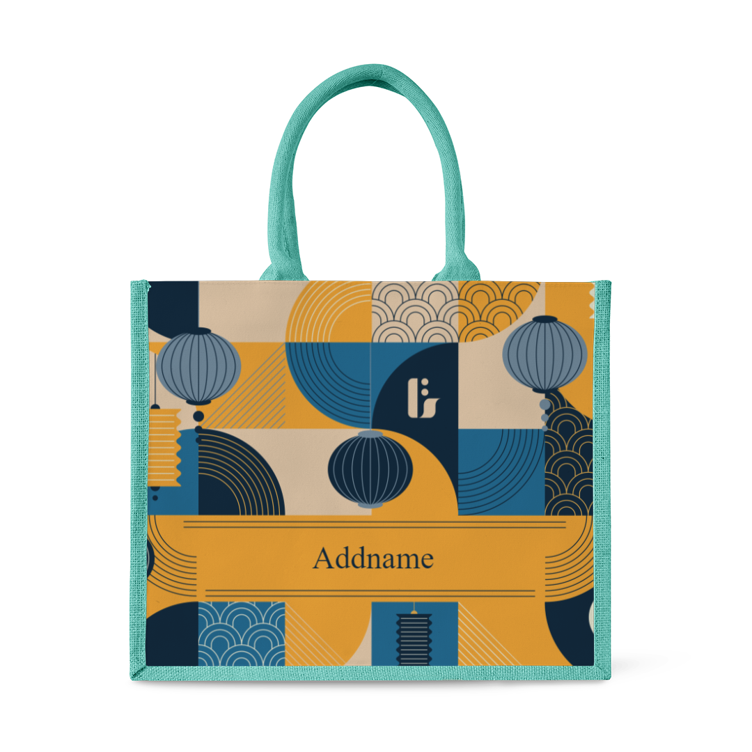 Navy Lunar Blessing Series - Light Blue Tote Bag