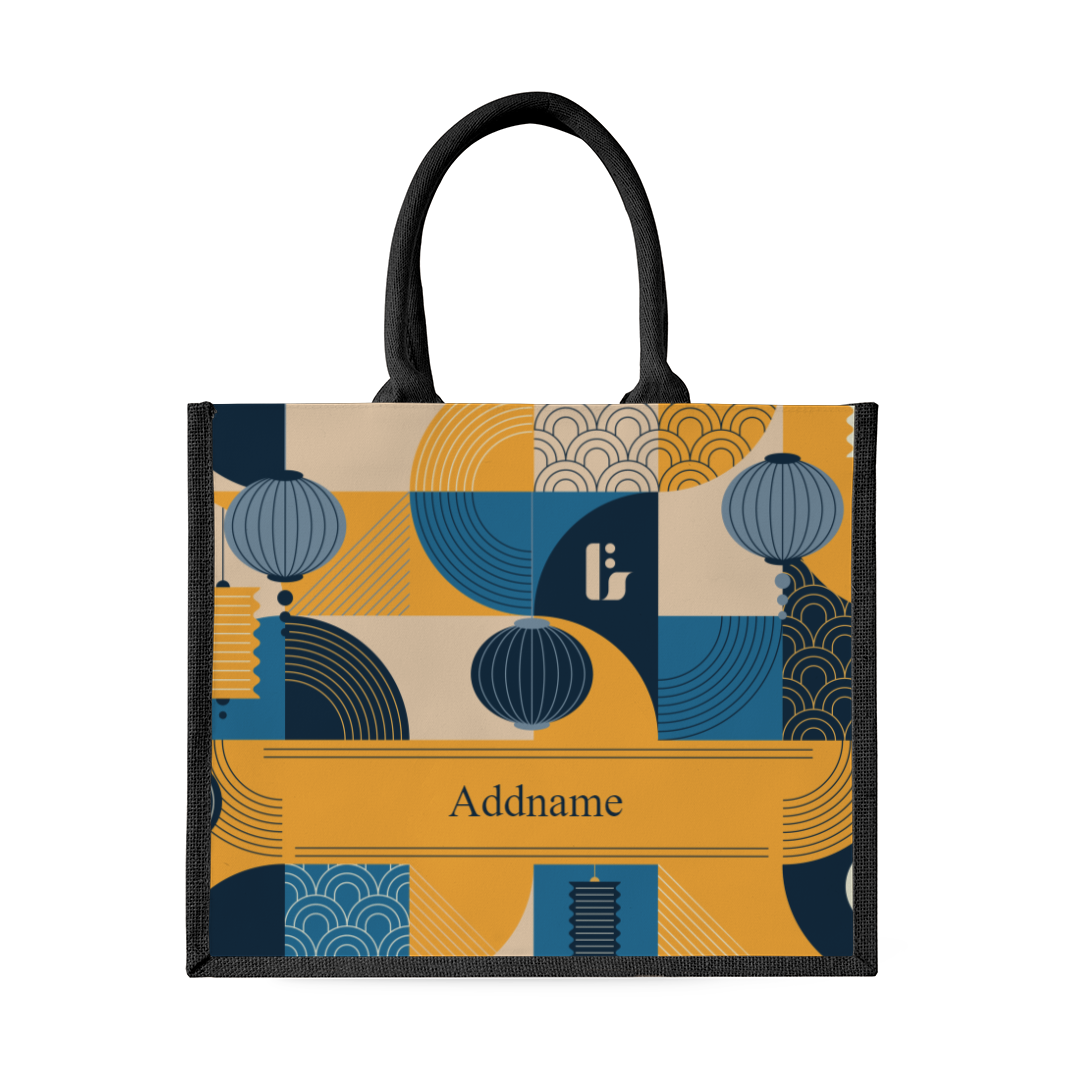 Navy Lunar Blessing Series - Black Tote Bag