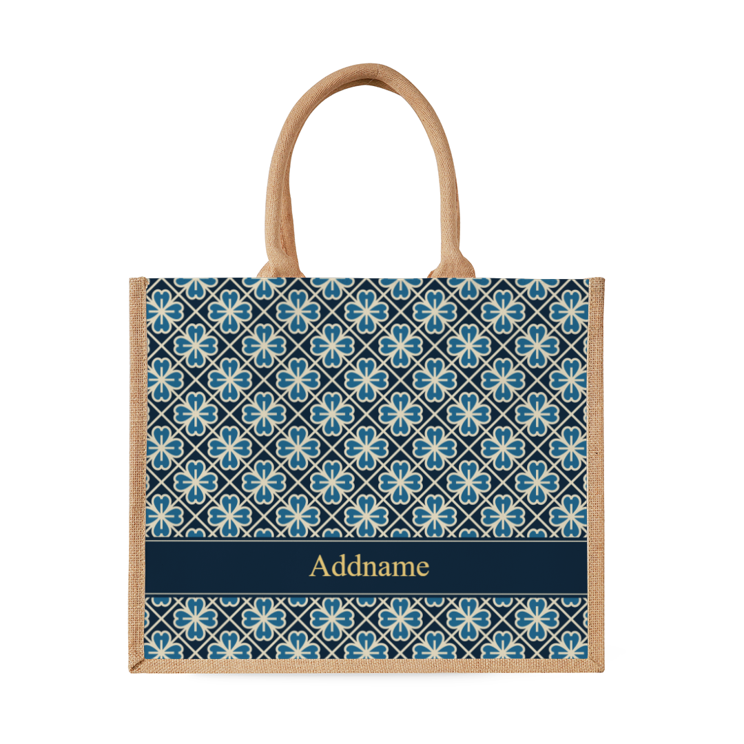 Navy Lucky Jade Series - Natural Tote Bag