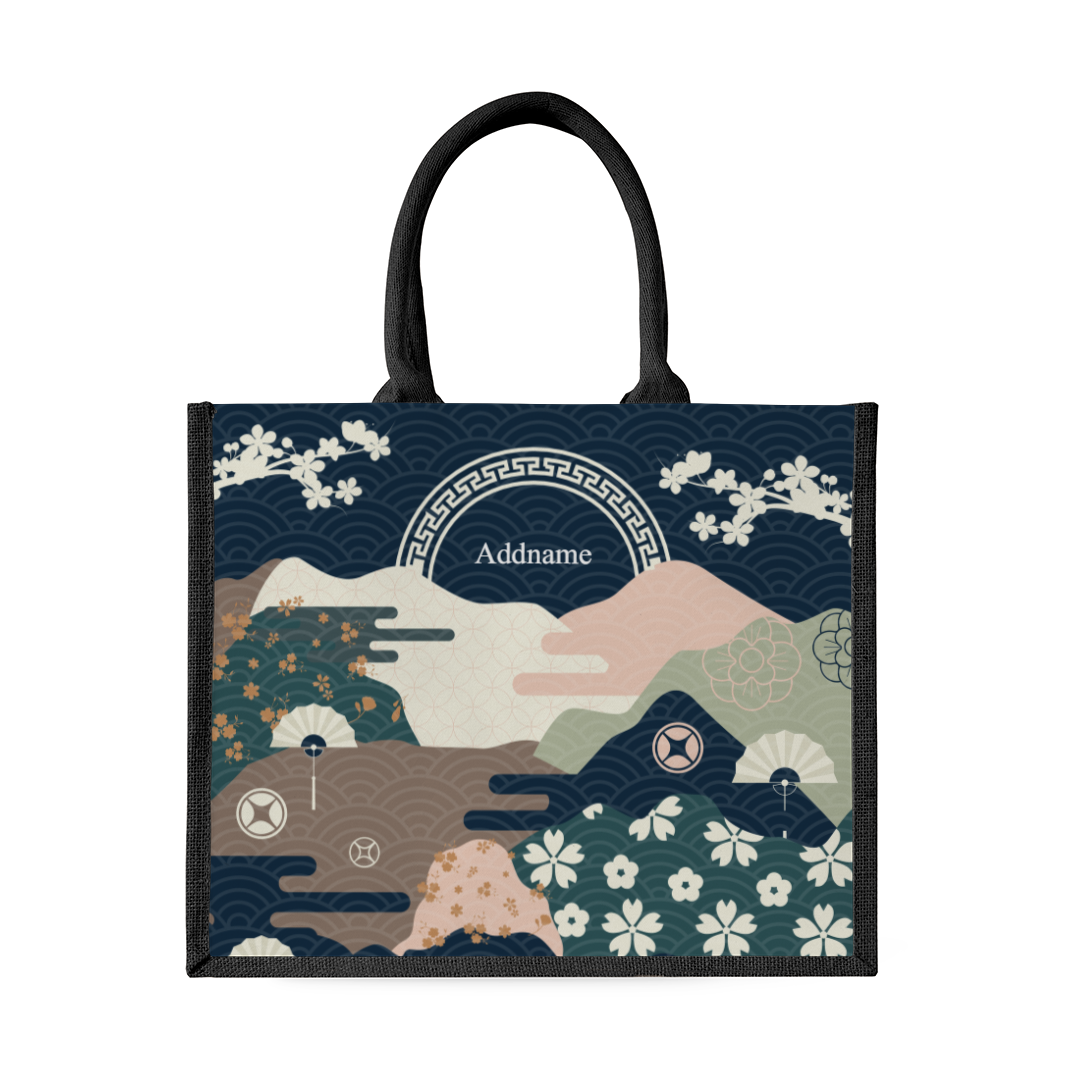 Navy Fortune Garden Series - Black Tote Bag