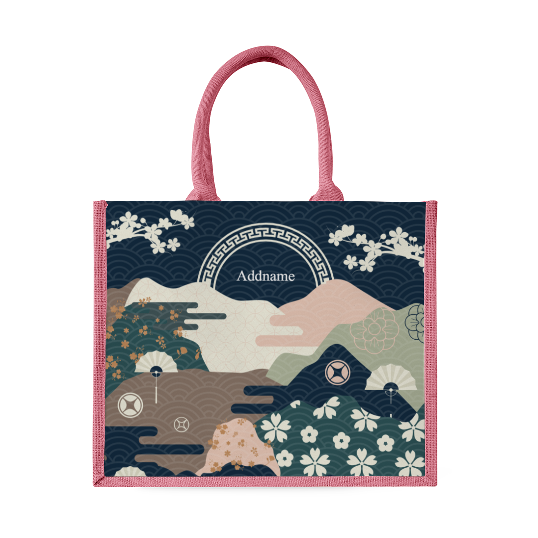 Navy Fortune Garden Series - Light Pink Tote Bag