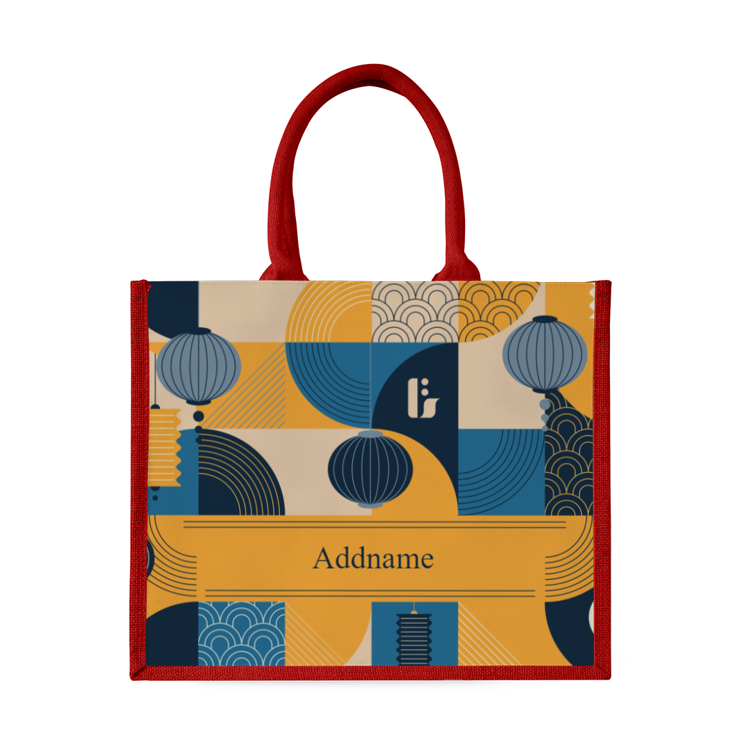 Navy Lunar Blessing Series - Red Tote Bag