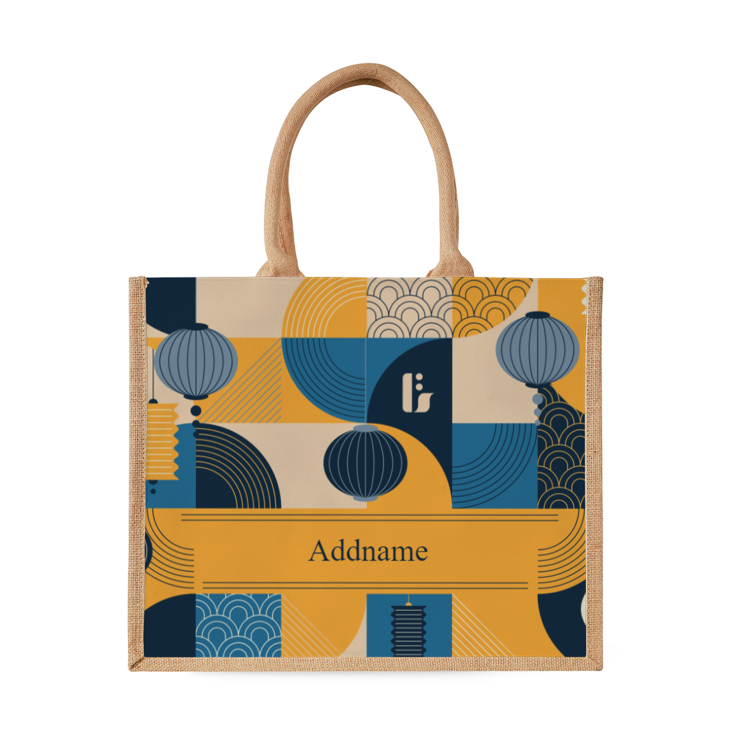 Navy Lunar Blessing Series - Natural Tote Bag