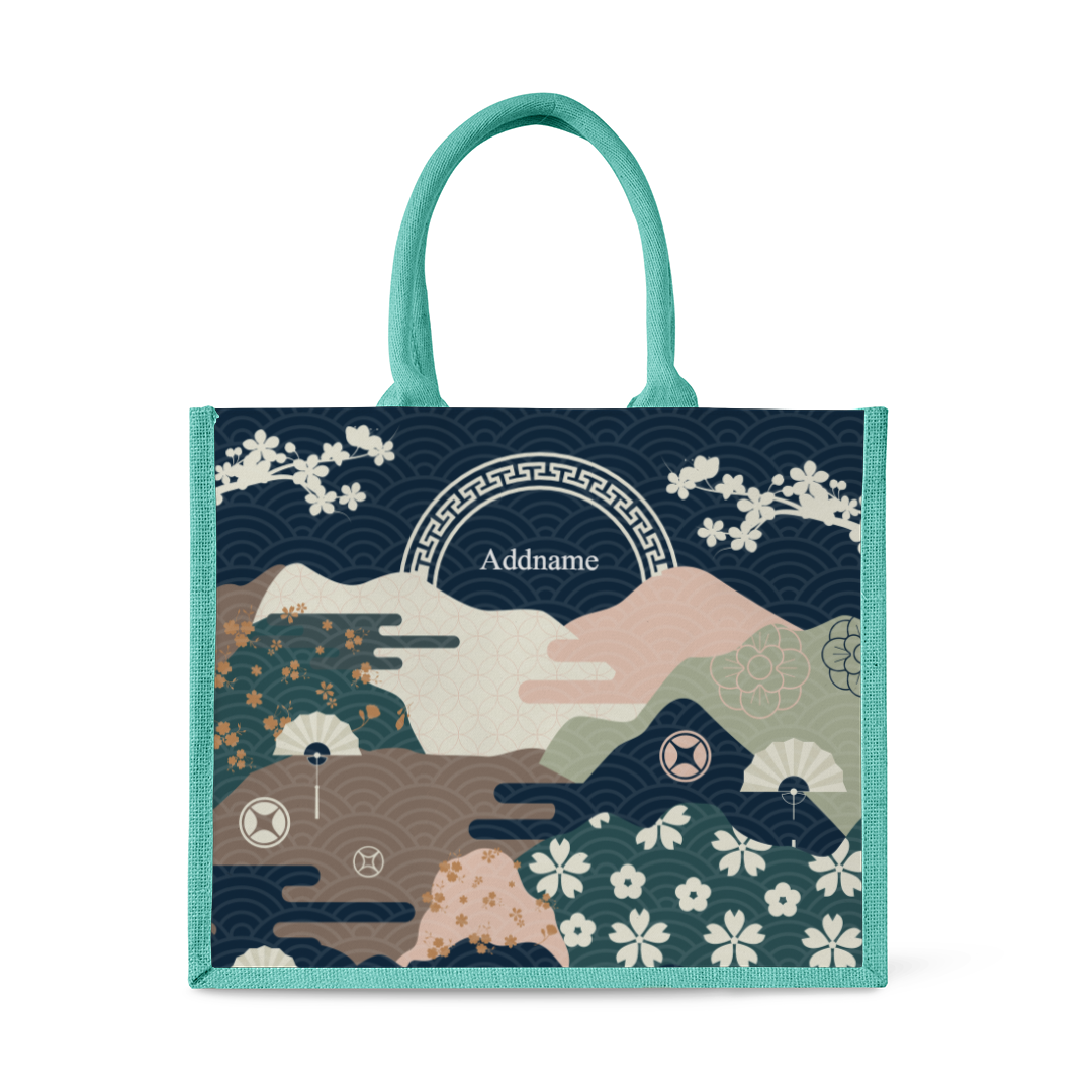 Navy Fortune Garden Series - Light Blue Tote Bag