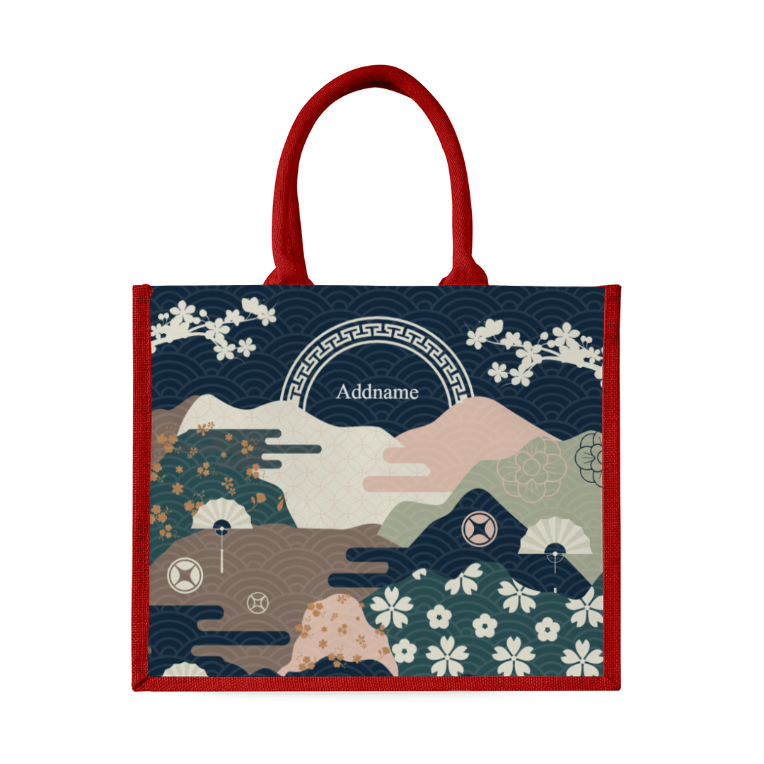 Navy Fortune Garden Series - Red Tote Bag