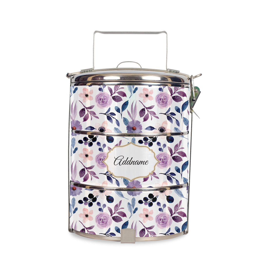 Laura Series - Violet 3 Tier Tiffin Carrier