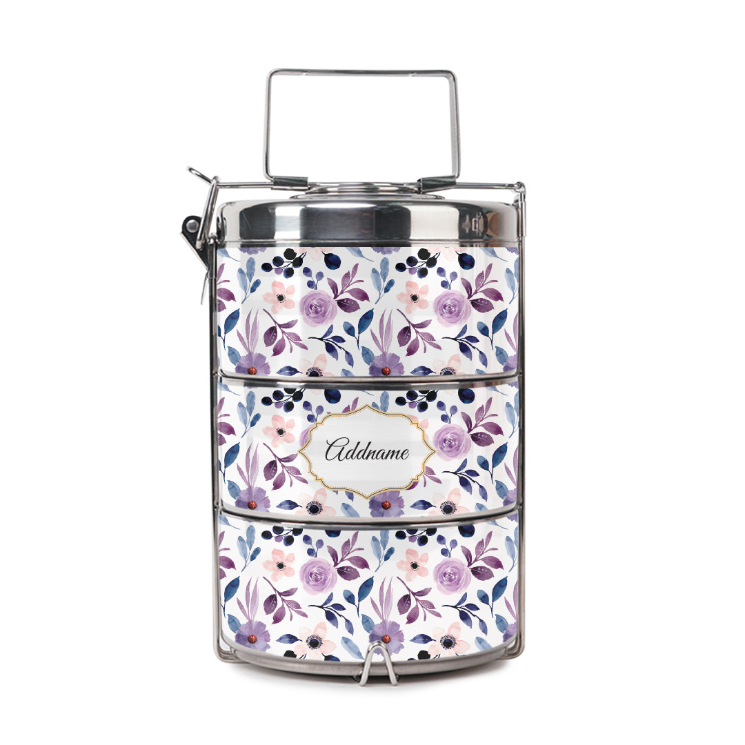 Laura Series - Violet 3 Tier Tiffin Carrier